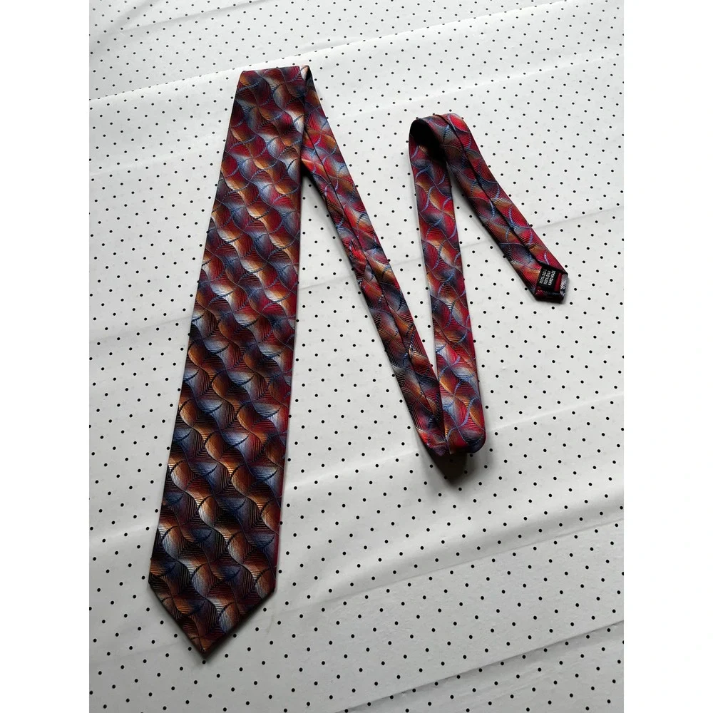 Colours by Alexander Julian Mens Silk Paisley Tie Burgundy Navy Gold Made in USA